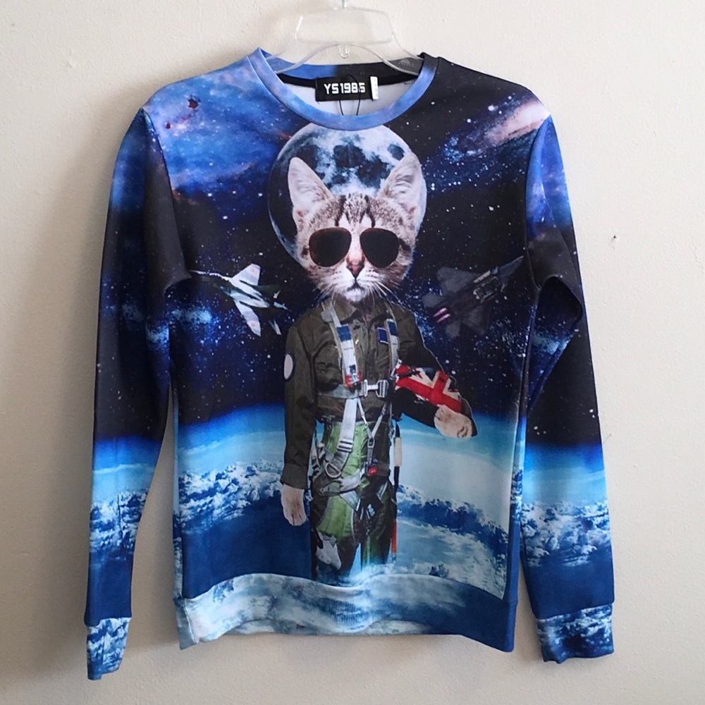 NEW Space Cat Sweatshirt Size Medium